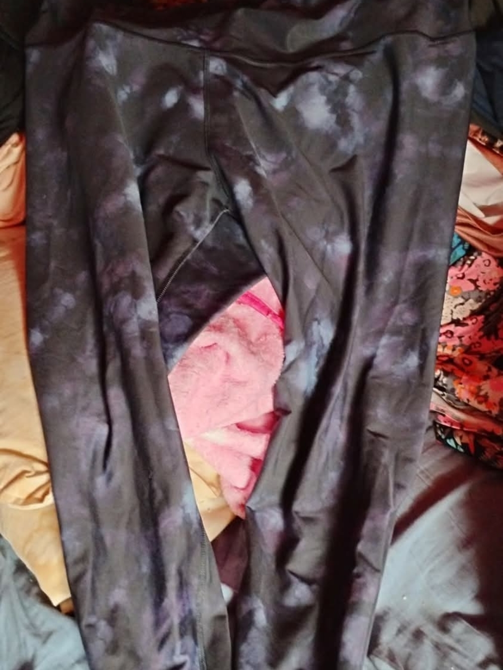 Plus Size Tie-Dye Black & Purple Leggings